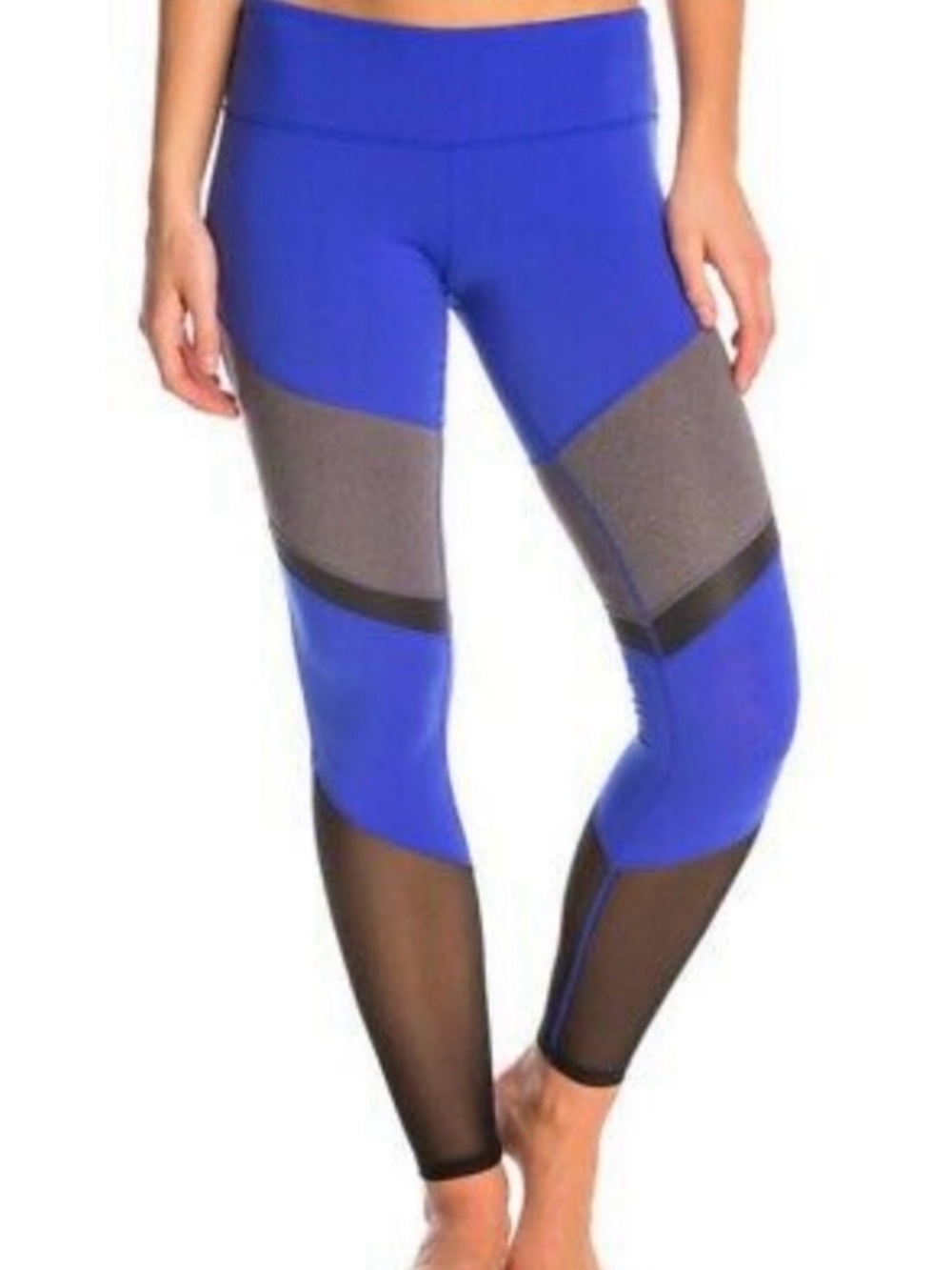 Alo Sheila Blue Black Mesh Detail Leggings Womens Size: XS